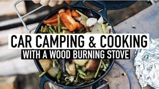 Fall Car Camping & Cooking on a Wood Burning Stove in Lake Ann, Michigan!