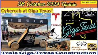 Cybercab on Display! Cooling Plant Pipes, Glass Install! 28 Oct 2024 Giga Texas Update (07:35AM)