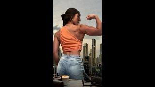 Fit Giantess flex's and grows