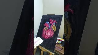 Heart canvas painting ~ #acrylic #canvastutorial #canvas #anatomy #flowers #painting #realistic