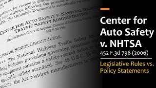 Center for Auto Safety v.  NHTSA - Legislative Rules vs. Policy Statements