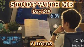 LIVE 8 HOUR | Day 249 | study with me Pomodoro | No music, Rain/Thunderstorm sounds