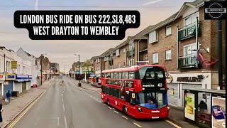  London Bus Ride on Buses 222, SL8 & 483: West Drayton to Wembley Park | Scenic West London Journey