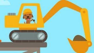 Digger Cartoons for Children - Backhoe, Excavator and Crane - Construction trucks for children Ep#1