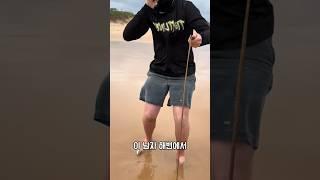 해변에서 꺼낸 줄, 2미터 괴물?!