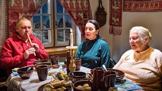 Christmas in a Carpathian Village. Family Reunites with Lonely Grandmother. Mountain Life Traditions