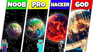 Minecraft Battle: NOOB vs PRO vs HACKER vs GOD: INSIDE PLANET HOUSE BASE BUILD CHALLENGE / Animation