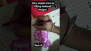 Very simple trick to filling mehandi designs #forbeginners #shorts #mehandi #trending #rosepattern