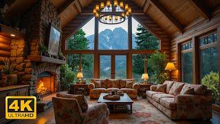 Cozy Spring Cabin Ambience  Smooth Piano Background Music and Fireplace Sounds for Relaxation.