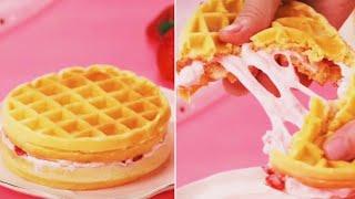 Easy Waffle with Strawberry decorating ideas  #Shorts