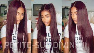 FLAWLESS 7X5 BYE BYE KNOTS BLACK CHERRY GLUELESS WIG ft. Unice Hair | PETITE-SUE DIVINITII