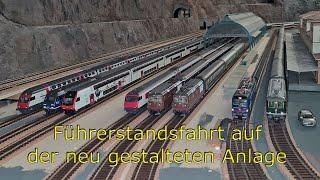 Führerstandsfahrt über die neu gestaltete Anlage mit viel schweizer Rollmaterial - Trainaction pur