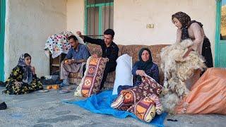 The method of weaving wool by Amir and making pillows by Fatima and her mother