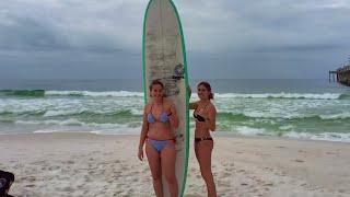 Tropical storm Grace the overcast aftermath. Fort Walton Beach surfing. Okaloosa pier. Destin.