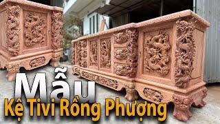 Kệ Tivi Gỗ Hương - Kệ Tivi Rồng Phượng 2m7 Gỗ Hương - Cực Đẳng Cấp | Đồ Gỗ Bảo Lộc