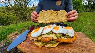 Giant XXL Sandwich with the BEST Pesto | ASMR Outdoor Cooking