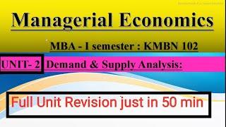 Managerial Economics Unit- 2 Demand And Supply Analysis MBA 1st semester || Full Unit Revision