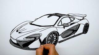 How to draw a car - McLaren P1 - Step by step