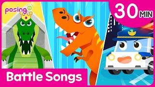 (30min) Battle Song Collection | Dinosaur Songs | Animal Songs | Car Songs | posing TV