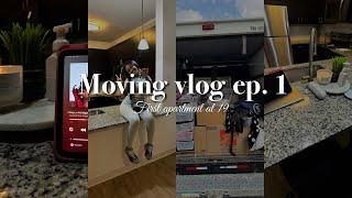 Moving Vlog Ep. 1 | First Apartment at 19 |apartment tour, packing, shopping, unpacking