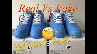 Real vs Fake Off White X Nike Air Force 1 MCA blue