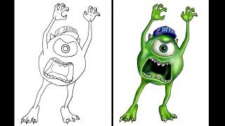 How to draw and color mike wazowski ( monsters university ) | Drawing Art