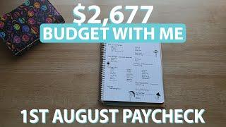 BUDGET WITH ME AUGUST 2023 PAY #1 | $2,677 | BUDGET WITH LEIA