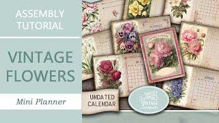 FREEBIE | Vintage Flowers Mini Calendar Tutorial | Junk Journal Printables from Sweet Vintage Prints