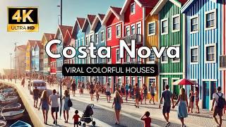 Costa Nova, Portugal A Walking Tour in [4K 60fps] Colorful Houses and Paradise Beaches