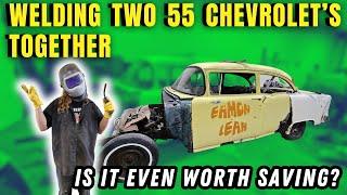 Two 55 Chevrolet's Get Welded Together- Two Door In The Front, Four Door In The Back!