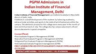 PGPM Admissions in Indian Institute of Financial Management, Delhi