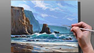 How to Paint Coastal Waves / Step-by-Step Acrylic Painting / Correa Art