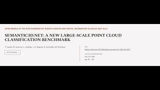 SEMANTIC3D.NET: A NEW LARGE-SCALE POINT CLOUD CLASSIFICATION BENCHMARK | RTCL.TV
