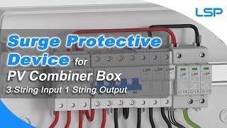 PV Surge Protection Device SPD Installation for Solar Combiner Box - 3 String Input 1 String Output