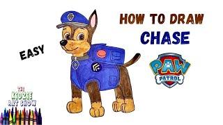 How to draw Chase from Paw Patrol step by step easy. Chase, the Police Puppy drawing video.