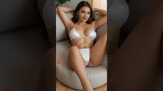 AI lookbook sexy young woman  in silk bikini 