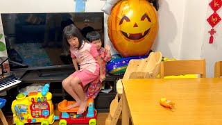 |446| 3 Na lăng xăng rủ 2 An chụp hình Hallween ra vườn cắm trại ngủ qua đêm | Trần Tiên JP Family