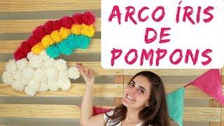 ARCO ÍRIS DE POMPONS DE LÃ - DECORAÇÃO FESTA INFANTIL