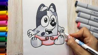 How to draw Baby Muffin   Bluey Disney Jr