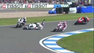Jonathan Rea smash Haslam and Melandri (crash) - World Superbike Donington 2012