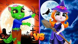 ZOMBIE vs WITCH // My Talking Angela 2 //Halloween