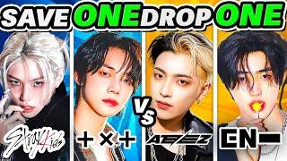 STRAY KIDS vs TXT vs ATEEZ vs ENHYPEN - Save one Drop One  KPOP QUIZ CHALLENGE 2024 | K-Music Quiz