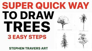 Draw a Real Looking Tree in 3 Minutes! - 3 Easy Steps