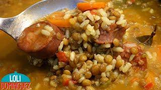 GUISO DE LENTEJAS CON ARROZ, UNA RECETA  SALUDABLE Y DELICIOSA - Loli Domínguez - Comida - Recetas