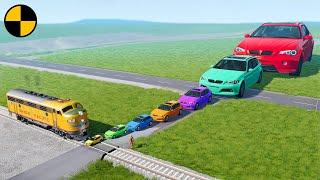 Big & Small Cars vs Train  BeamNG.Drive