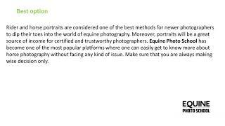 Get good Horse photography training through Equine Photo School