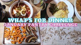 WHAT'S FOR DINNER | JANUARY PANTRY CHALLENGE 2022 WEEK 3 | NO SPEND BUDGET MEALS | DISHING DELIGHTS