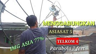 Hasil nya jos || Cara menggabungkan satelit asiasat 5 dan telkom 4 di parabola 7 feet