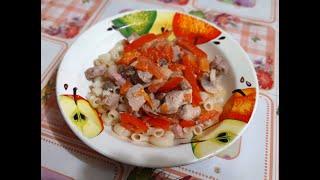 Свинина с овощами в сливках