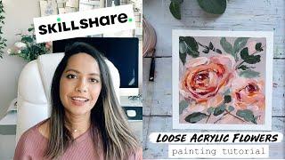 Abstract Flowers | How to Paint a Rose | Acrylic Painting Tutorial | SKILLSHARE